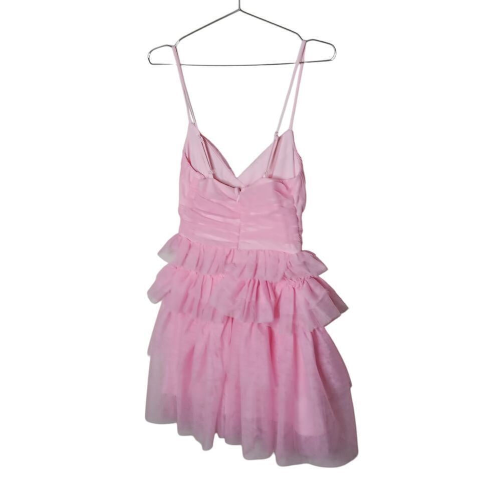 New without Tags Lulus Pink Tulle Pleated Sleeveless Tiered Mini Dress SZ XS - Picture 11 of 16